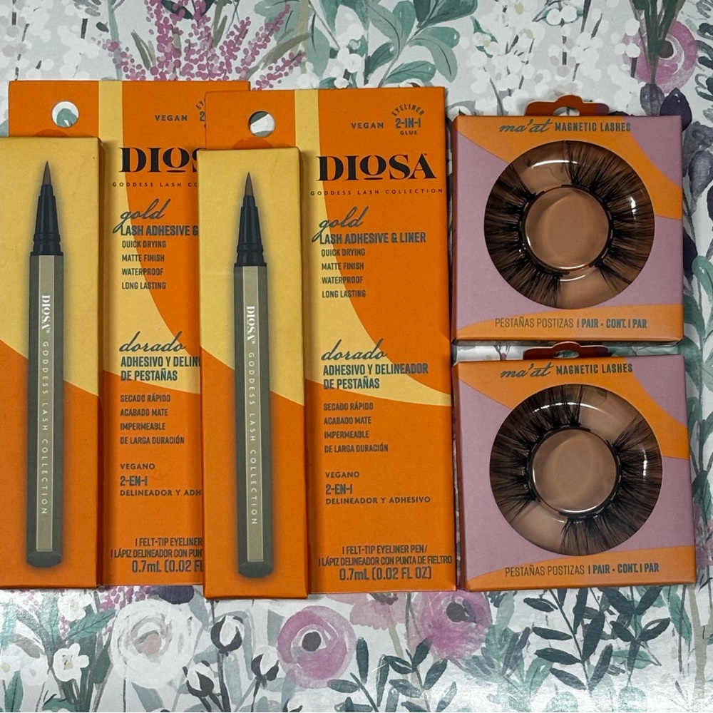 Diosa Magnetic Lashes & Gold Liner/Adhesive bundle Of 4 Items